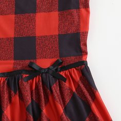 1шт платье в клетку и повязка на голову для девочек Shein