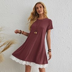 Платье с сетчатой отделой и вышивкой Shein