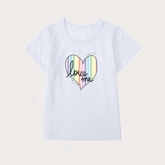 Полосатый Повседневный Футболки для маленьких девочек Shein