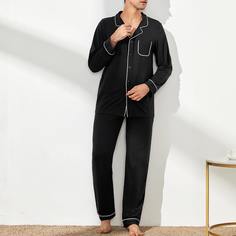 Мужская пижама с контрастной отделкой и лацканами Shein