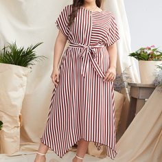 Платье размера плюс в полоску Shein