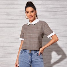 Оригинальная блузка в клетку Shein
