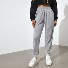 Спортивные брюки с эластичной талией Shein