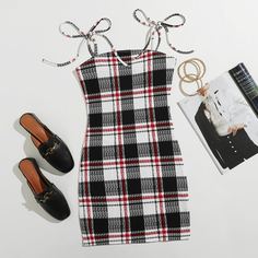 Облегающее платье в клетку размера плюс Shein