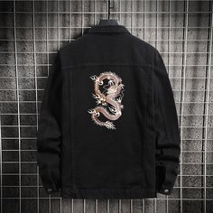 с карманами Животный Мужские джинсовые куртки Shein