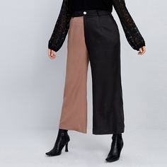 Двухцветные широкие брюки размера плюс Shein