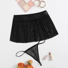 Сетчатые стринги и юбка размера плюс Shein