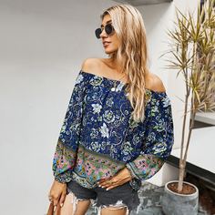 Цветочный Бохо Блузы Shein