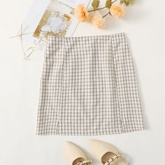 на молнии Клетчатый Повседневный Юбки Shein