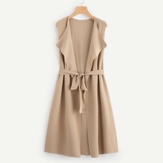 Длинный Жилет С Увеличенным Струящимся Воротником Shein