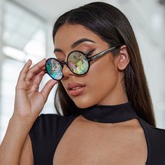 Кругые солнечные очки с футляром Shein