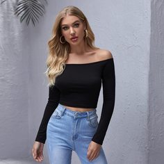Одноцветный Повседневный Футболки Shein