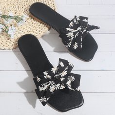 Сандалии с цветочным принтом и бантом Shein