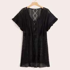 Накидка вязаная крючком размера плюс Shein