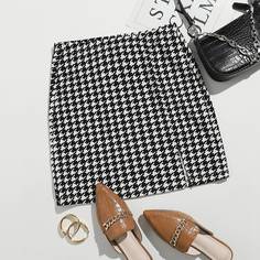 Разрез Хаундстут Повседневный Юбки размер плюс Shein