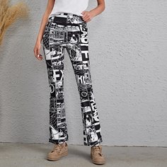 Принт Поп-Арт Повседневный Брюки Shein