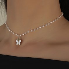 Ожерелье с бабочкой и искусственными жемчугами Shein