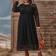 Одноцветный Повседневный Платья размер плюс Shein