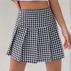 плиссированное Клетка Институтский Юбки Shein