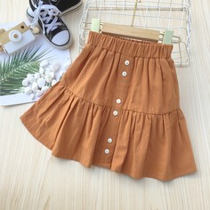 С оборками Одноцветный Повседневный Юбки для девочек Shein