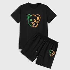 Мужские шорты и футболка с мультипликационным рисунком Shein