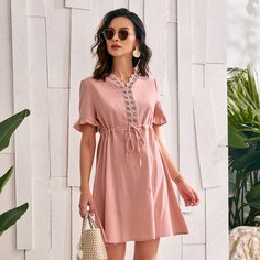 Платье на кулиске с кружевом Shein