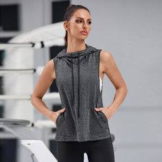 с карманами Одноцветный Спортивные футболки Shein