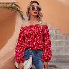 с оборками Сердечко Повседневный Блузы Shein