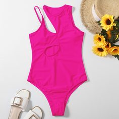 Слитный купальник с разрезом Shein