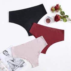 3шт бесшовные трусики размера плюс Shein