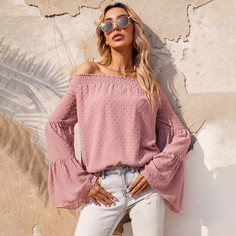 Оборка Одноцветный Бохо Блузы Shein