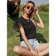 Футболка с сетчатым рукавом Shein