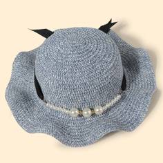 Соломенная шляпа с искусственными жемчугами для девочек Shein