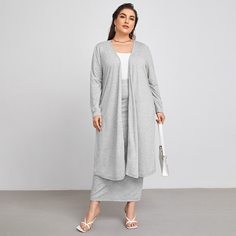 Длинное пальто и юбка размера плюс Shein