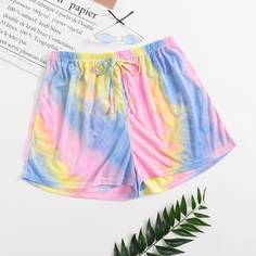 Шорты размера плюс с принтом тай дай и узлом Shein