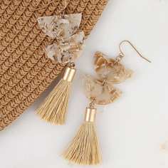 Серьги Под Мрамор С Кисточками Shein