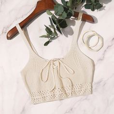 Трикотажный короткий топ на шнуровке Shein