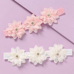 Повязка на голову с цветком для девочек 2шт Shein
