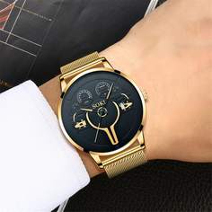 Мужские круглые стрелочные кварцевые наручные часы Shein