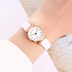 1шт круглые кварцевые наручные часы Shein