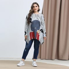 Асимметричная футболка размера плюс с графическим принтом Shein