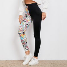 Контрастный Повседневный Леггинсы Shein