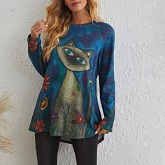 Асимметричный С карикатурой Повседневный Футболки Shein