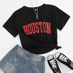 буква Повседневный Футболки Shein