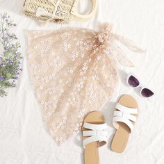 Сетчатая юбка с цветочным узором и узлом Shein
