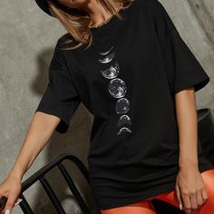 Футболка оверсайз с принтом планеты Shein