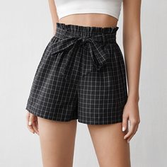 Пояс Клетчатый Повседневный Шорты Shein