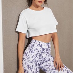 Одноцветный Спортивные футболки Shein