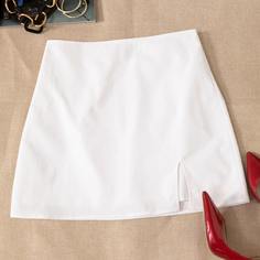 Однотонная юбка с разрезом Shein