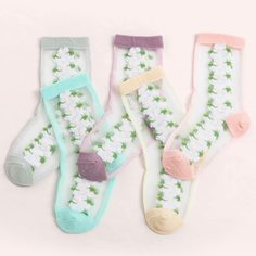 Носки с цветочным рисунком для девочек 5 пар Shein